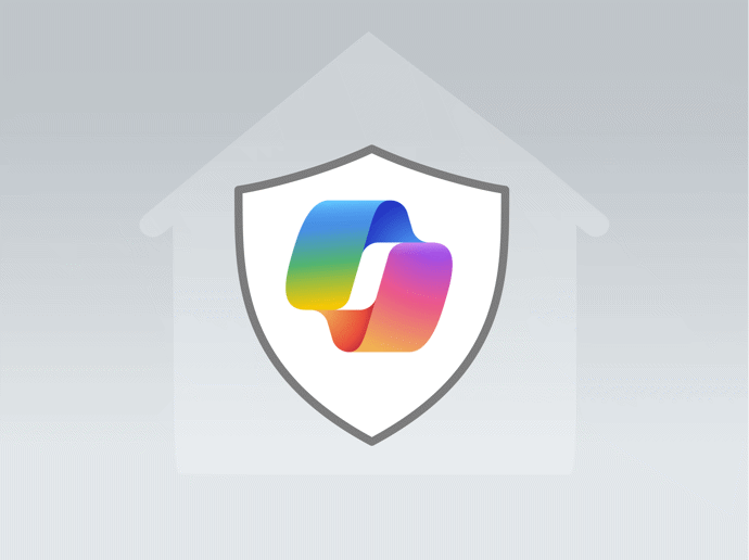 Sköld med Microsoft Copilot-logotyp – symbol för AI och smarta verktyg i Microsoft 365.