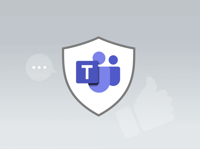 Illustration av en sköld med Microsoft Teams-logotyp – symbol för tryggt samarbete i Microsoft 365.