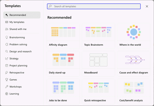 Mallar i Microsoft Whiteboard